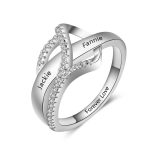 JewelOra Surround Heart Design Personalized Gift Engraved Names Rings